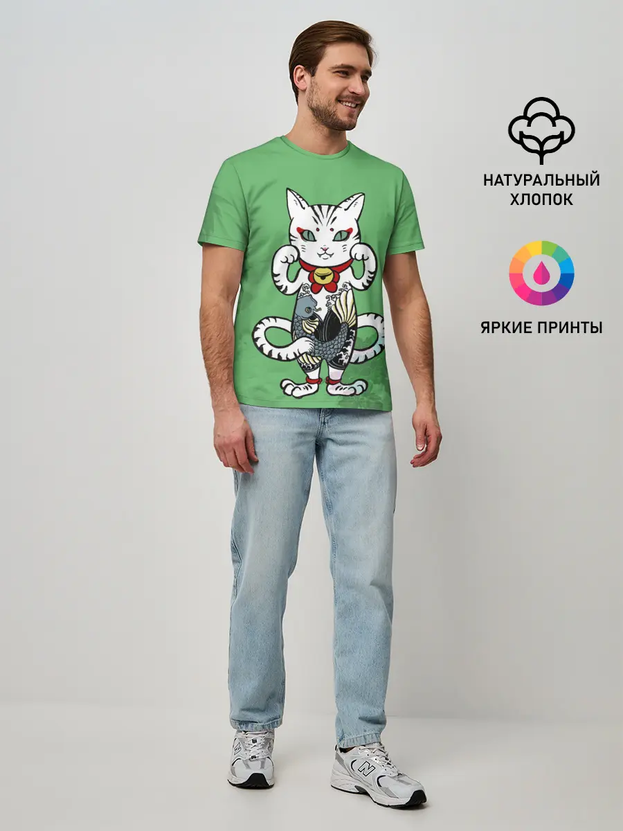 Мужская базовая футболка / ЯПОНСКИЙ КОТ | JAPANESE CAT