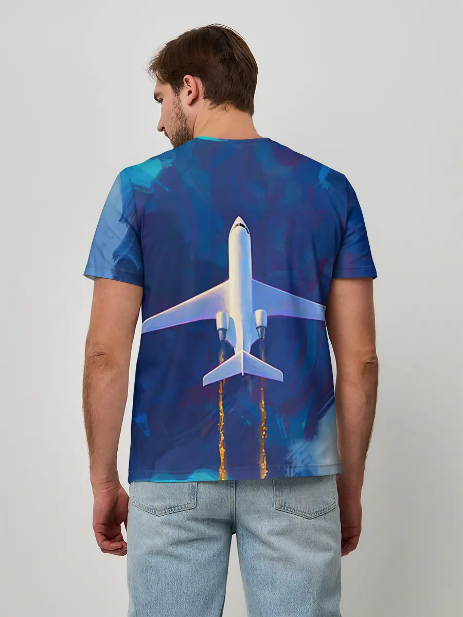 Мужская базовая футболка / Самолёт на небе