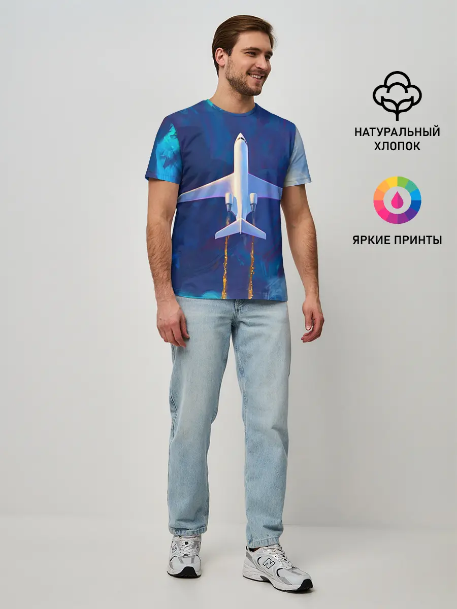 Мужская базовая футболка / Самолёт на небе