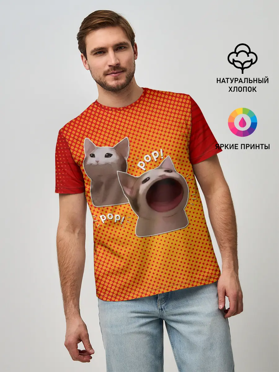 Мужская базовая футболка / Cat Pop