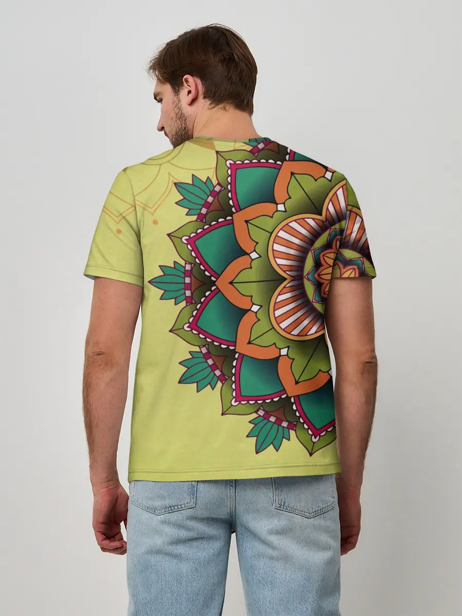 Мужская базовая футболка / мандала узор тату