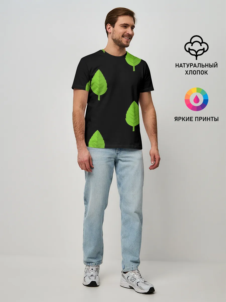 Мужская базовая футболка / Птица и листочек