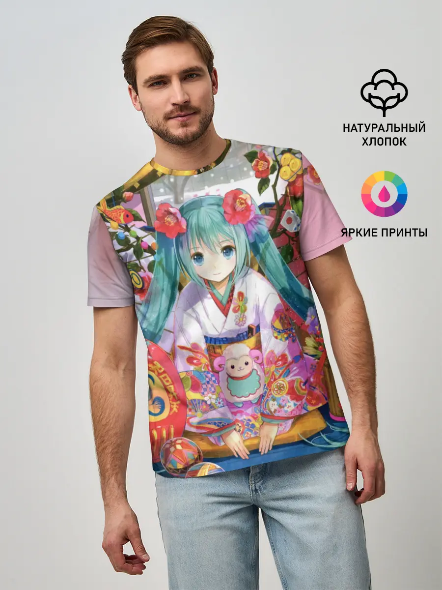 Мужская базовая футболка / Окно Mika Hatsune