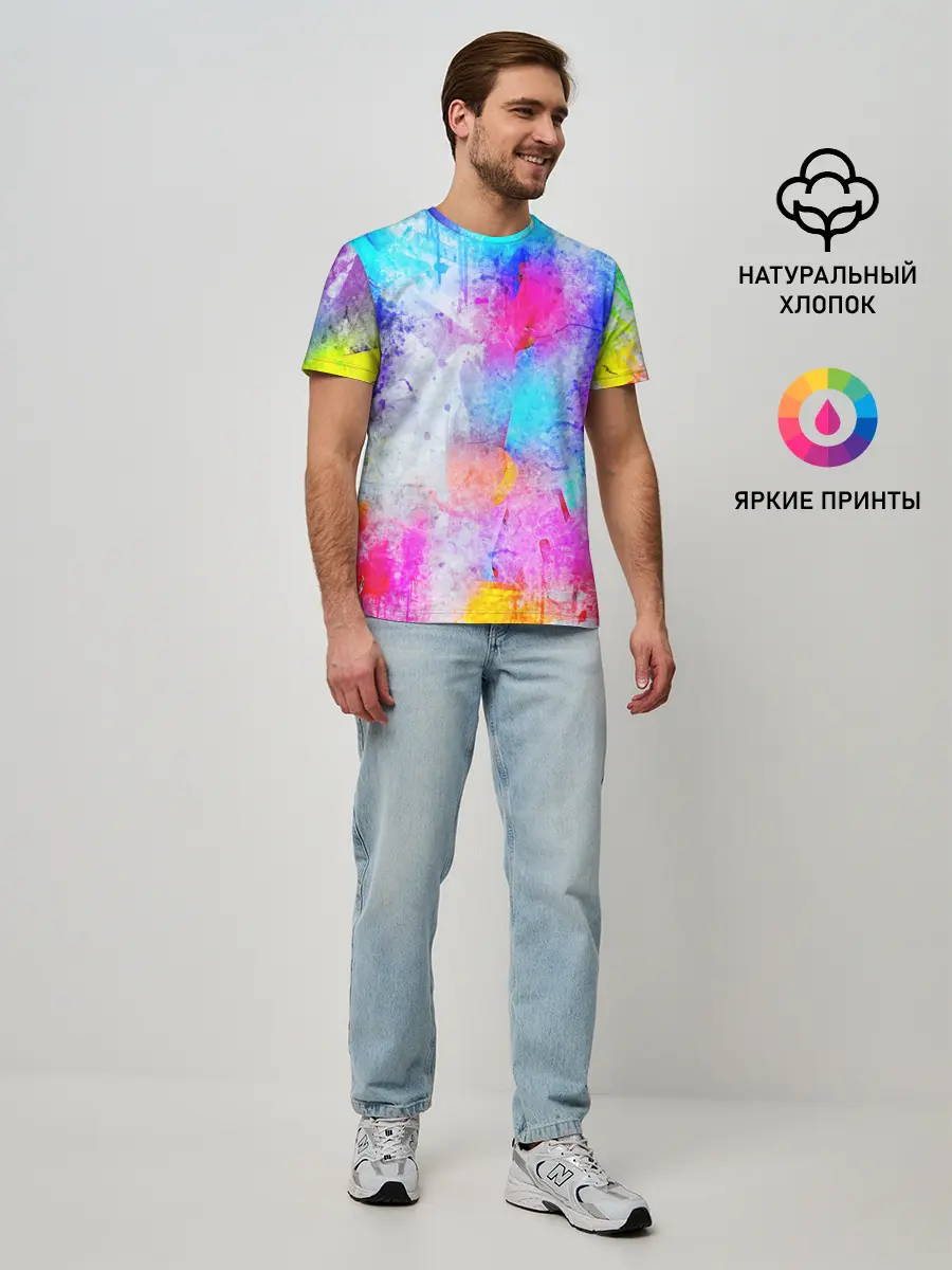 Мужская базовая футболка / НЕОНОВЫЕ ПОТЕРТОСТИ