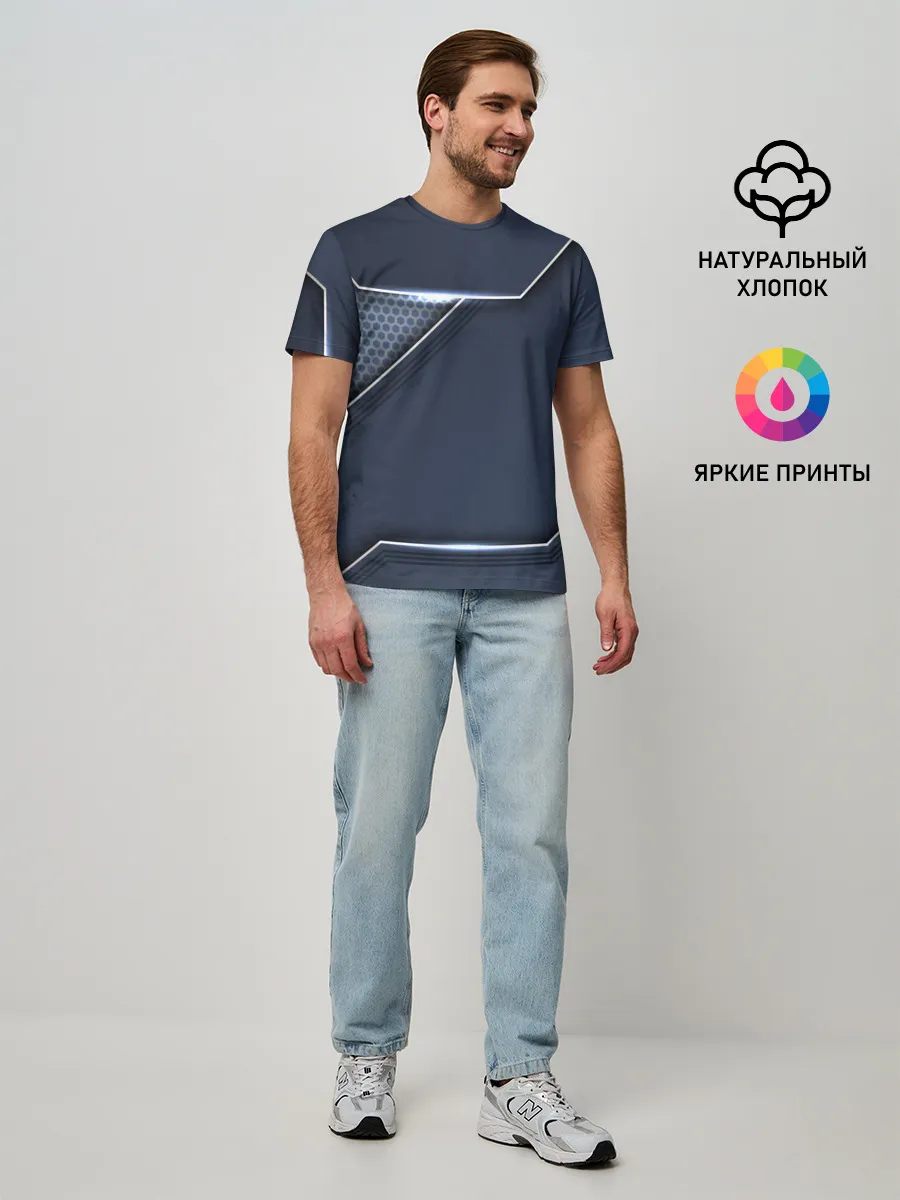 Мужская базовая футболка / Металлическая 3D основа