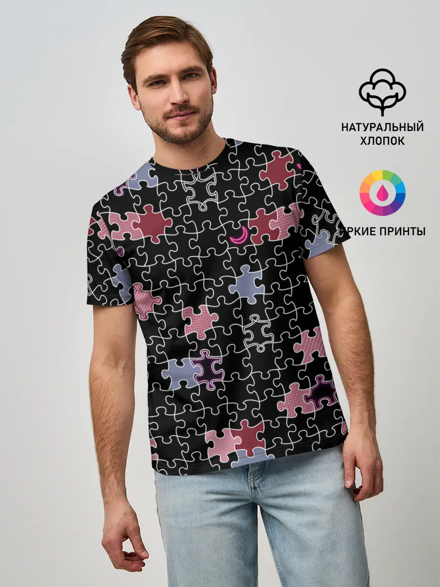 Мужская базовая футболка / Пазлы Винтажный стиль