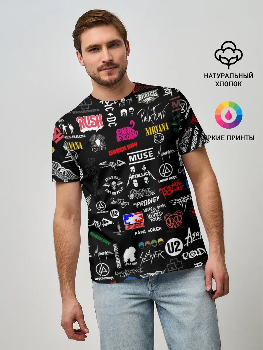 Мужская базовая футболка / ЛОГОТИПЫ РОК ГРУПП | PATTERN