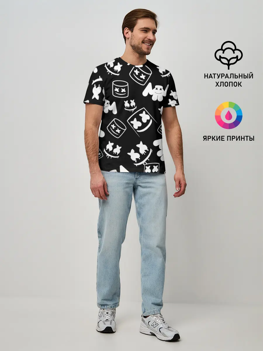 Мужская базовая футболка / Marshmello ЧБ