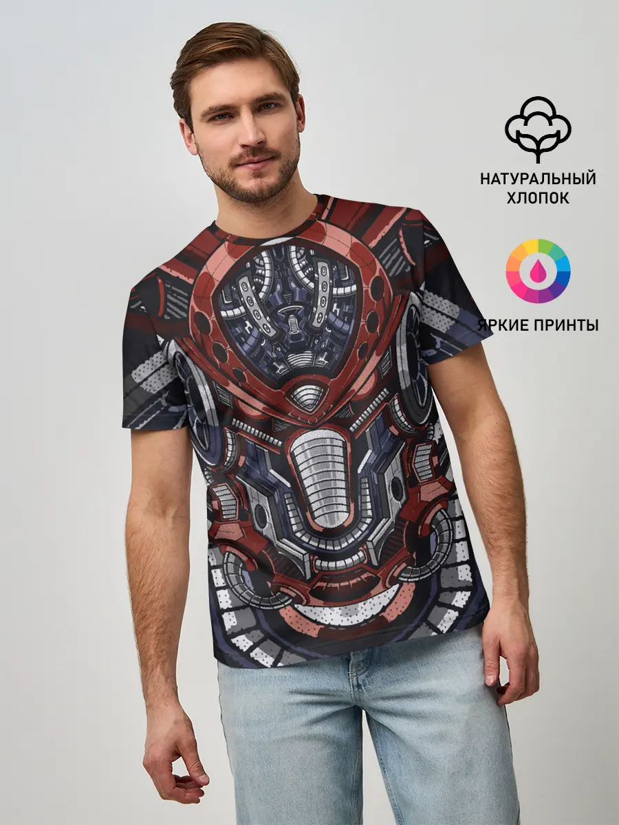 Мужская базовая футболка / Механический робот