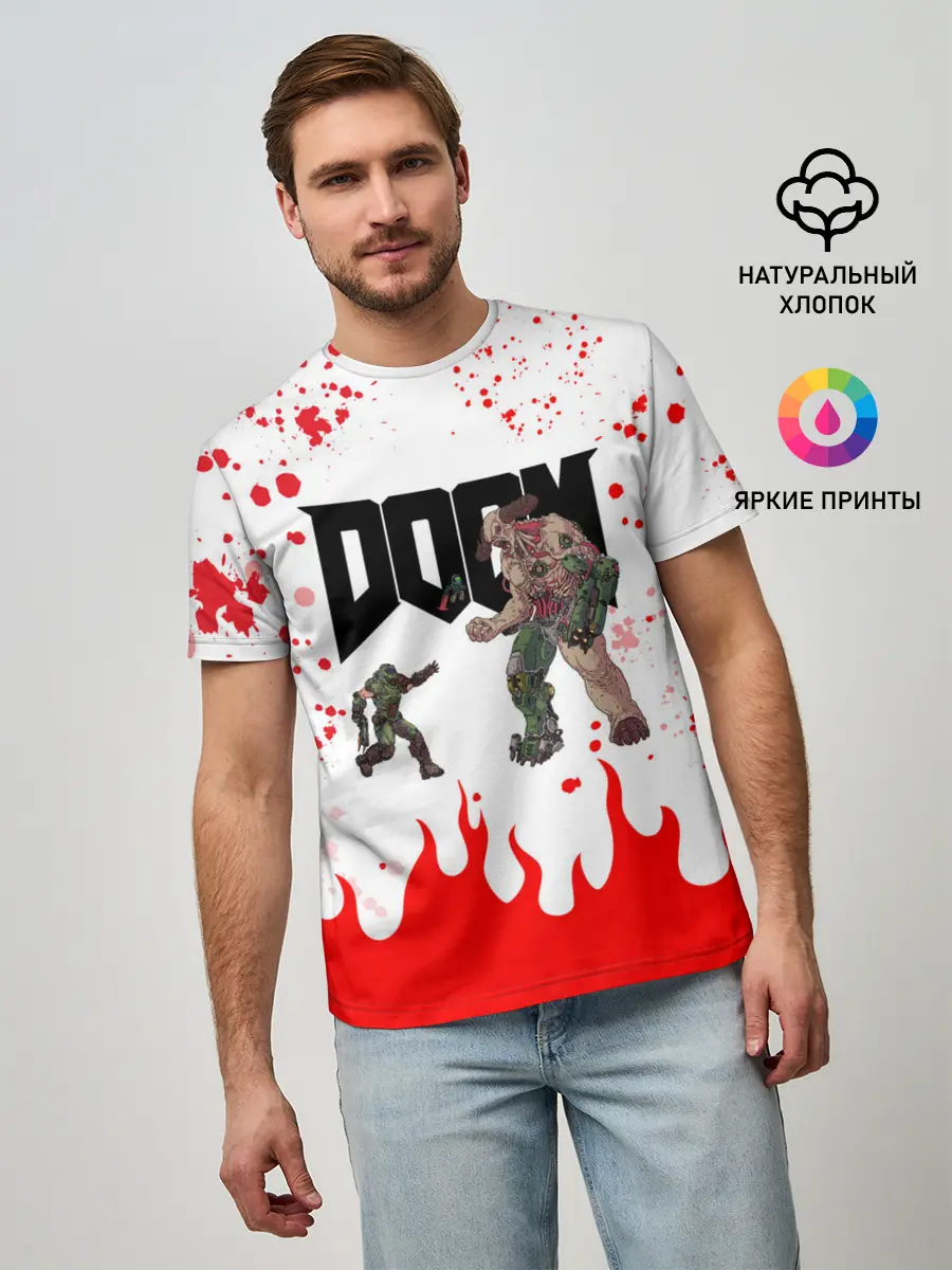 Мужская базовая футболка / Doomguy vs Cyberdemon