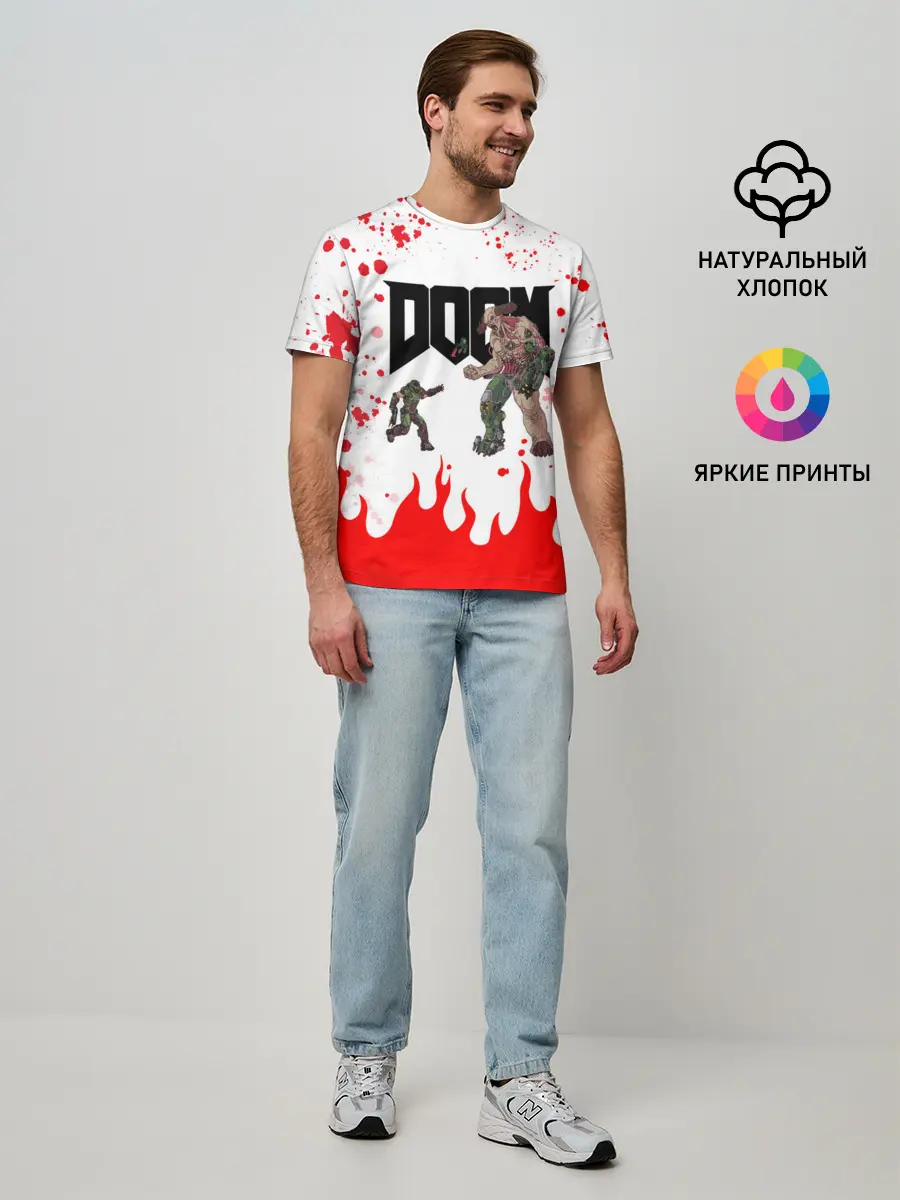 Мужская базовая футболка / Doomguy vs Cyberdemon