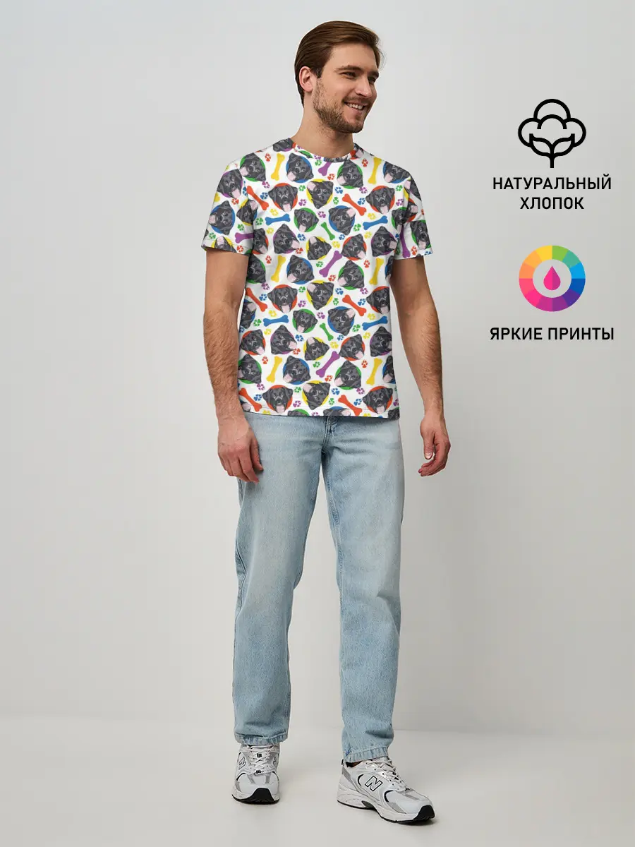 Мужская базовая футболка / Чёрный Лабрадор