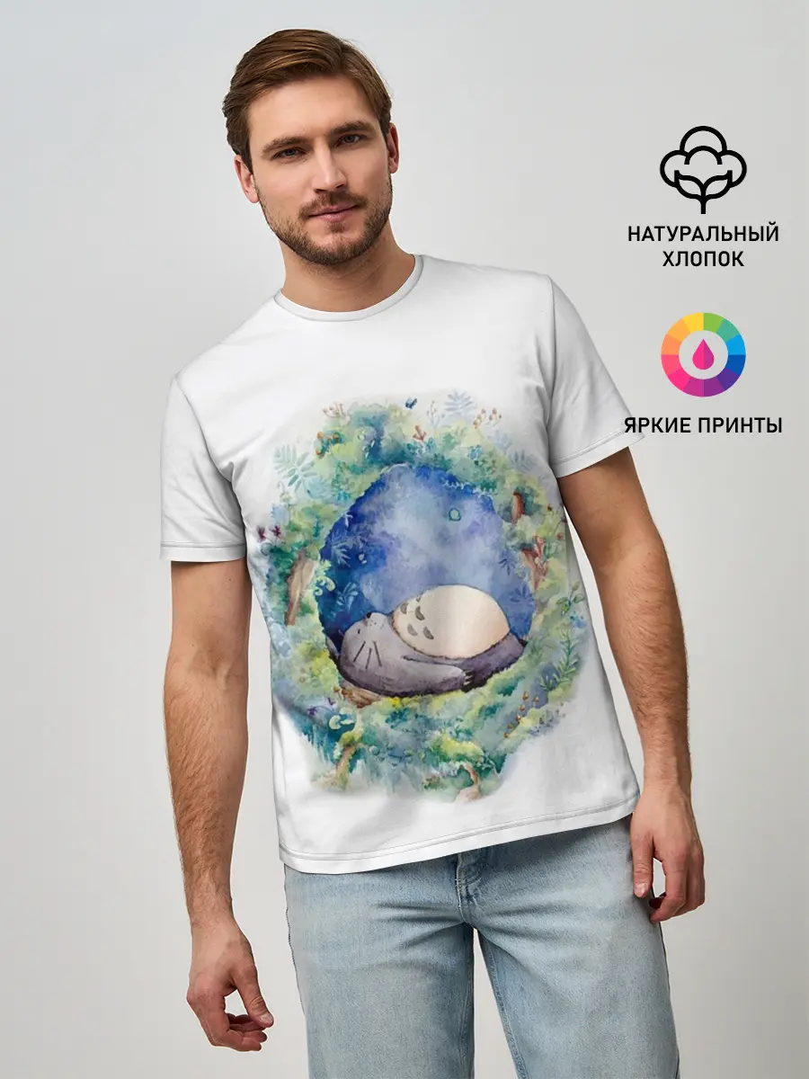 Мужская базовая футболка / Тоторо спит