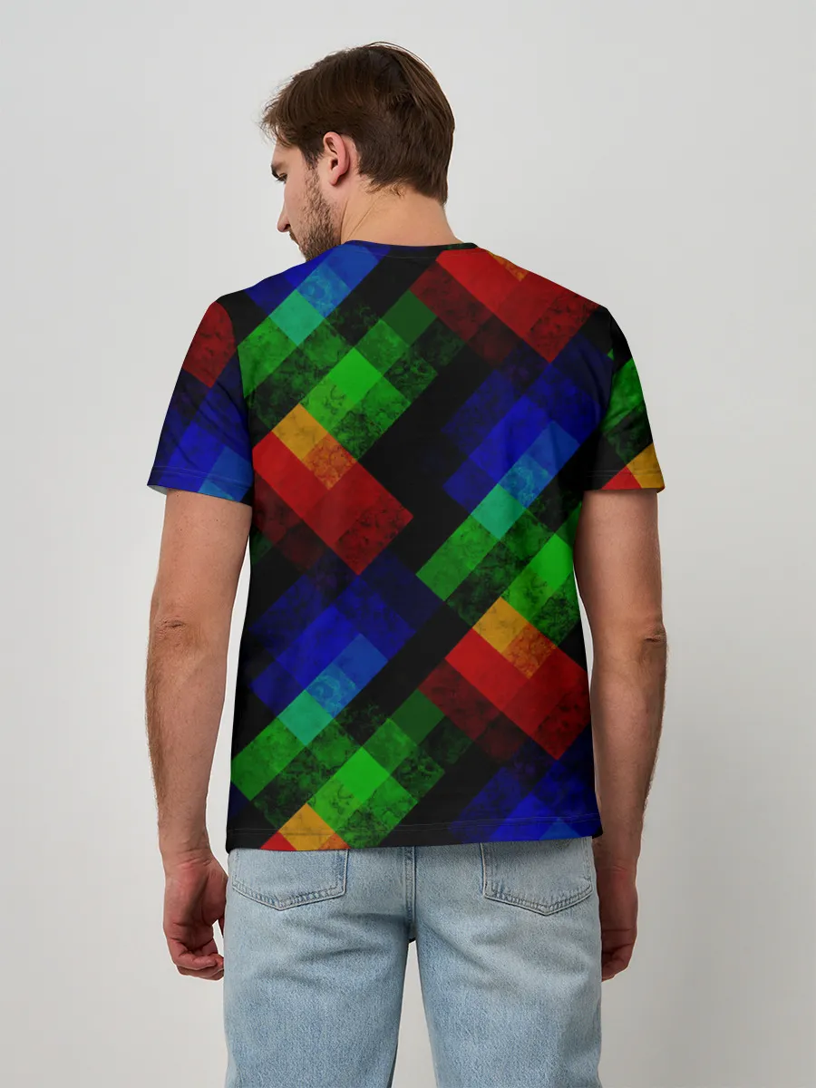 Мужская базовая футболка / Разноцветный мраморный узор