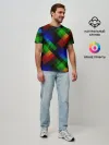 Мужская базовая футболка / Разноцветный мраморный узор