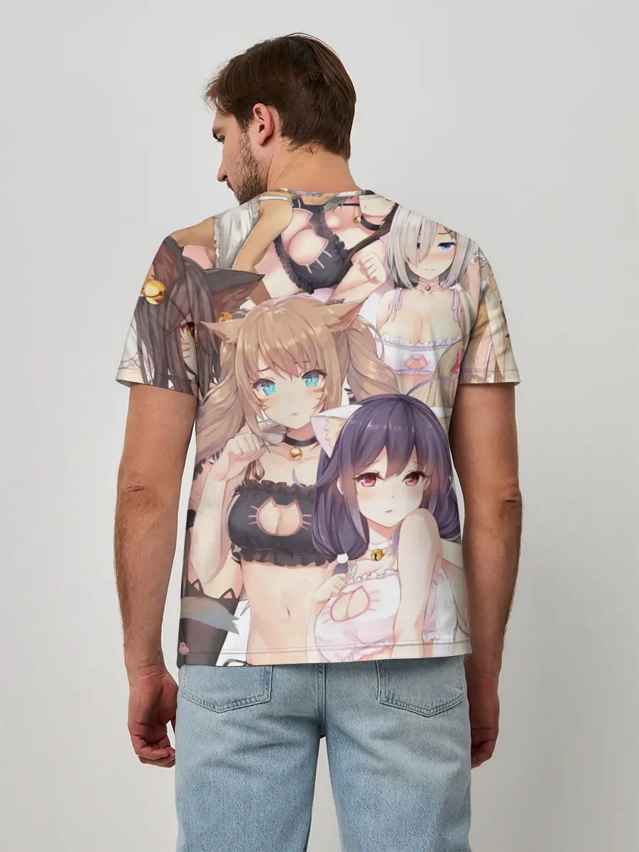 Мужская базовая футболка / Эччи гарем