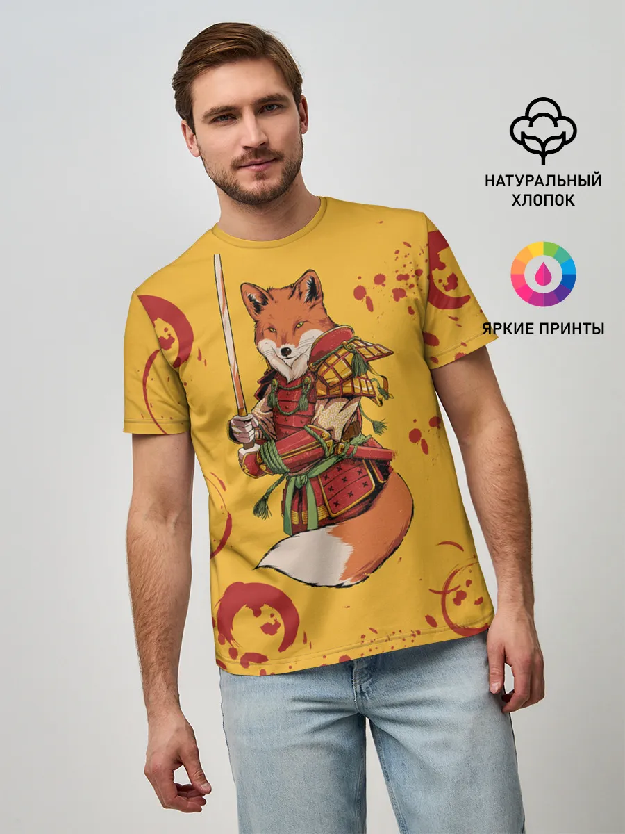 Мужская базовая футболка / Лис Самурай