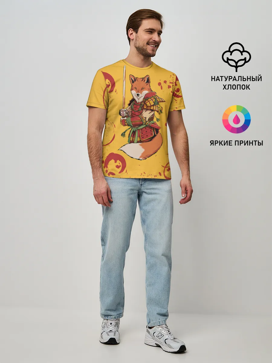 Мужская базовая футболка / Лис Самурай