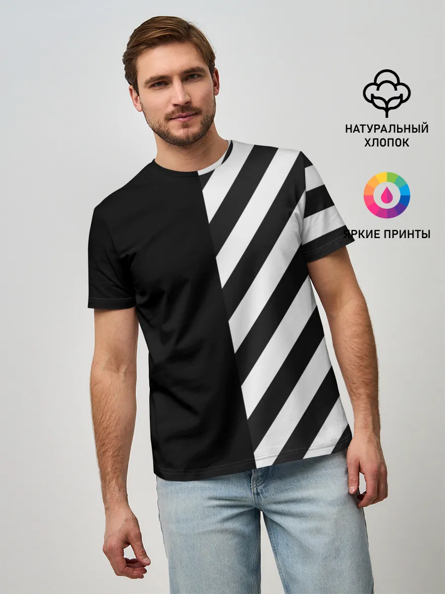 Мужская базовая футболка / Черно-Белые Полосы