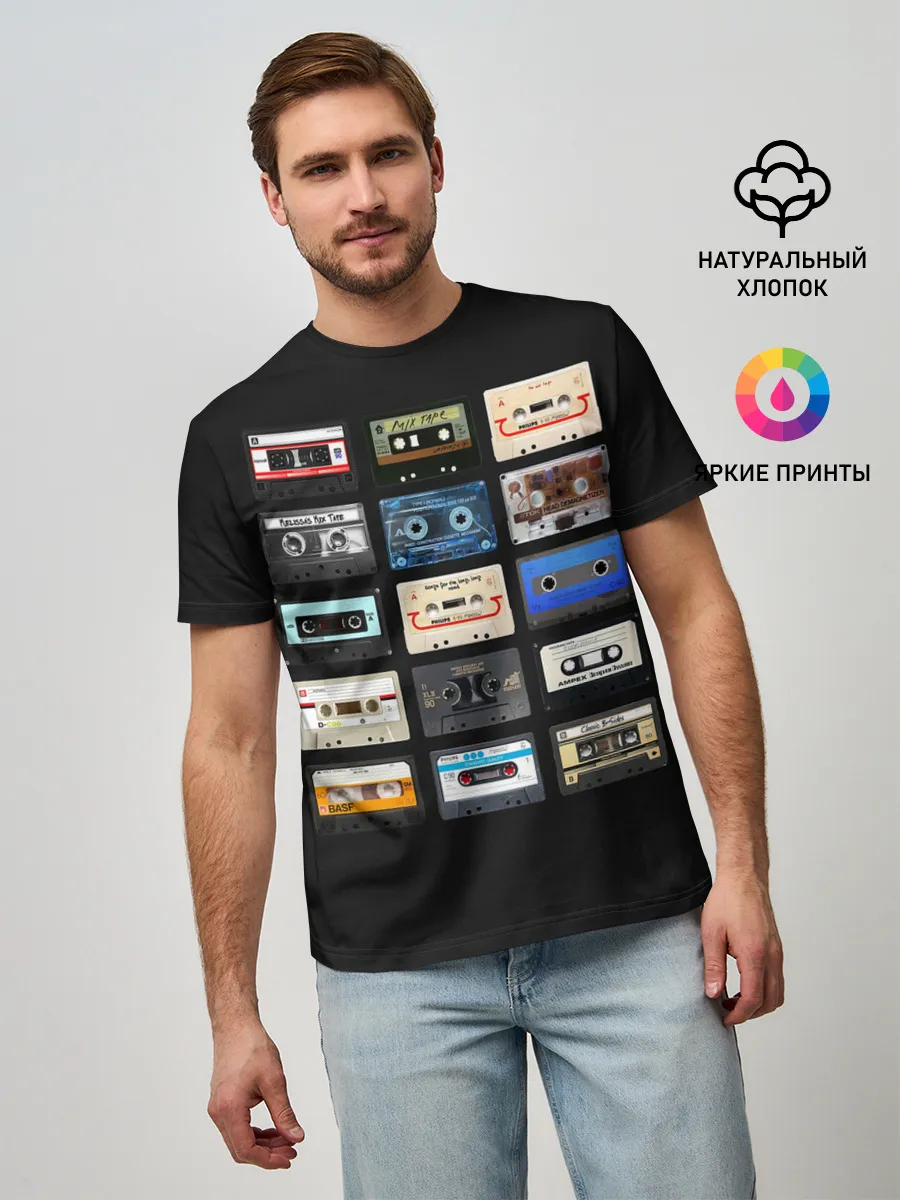 Мужская базовая футболка / Музыкальные касеты