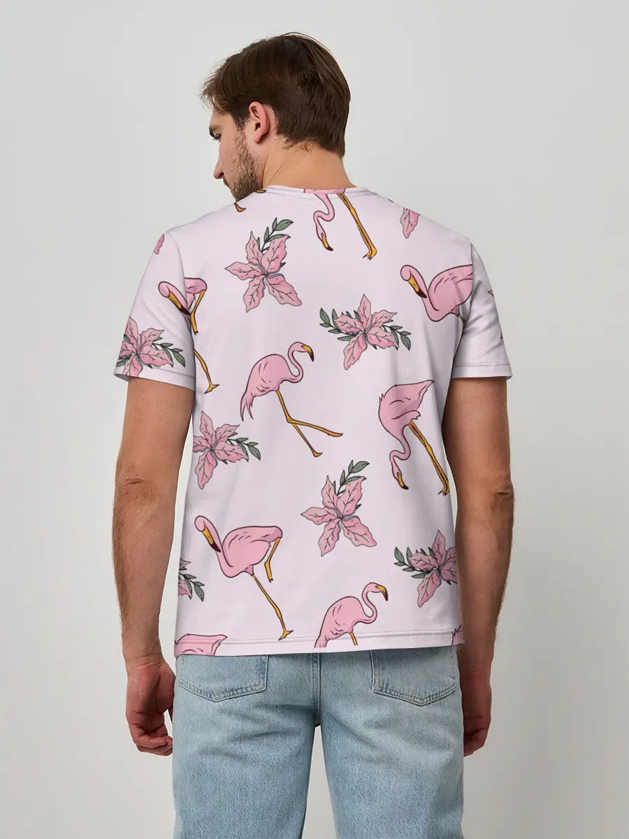 Мужская базовая футболка / Розовый фламинго