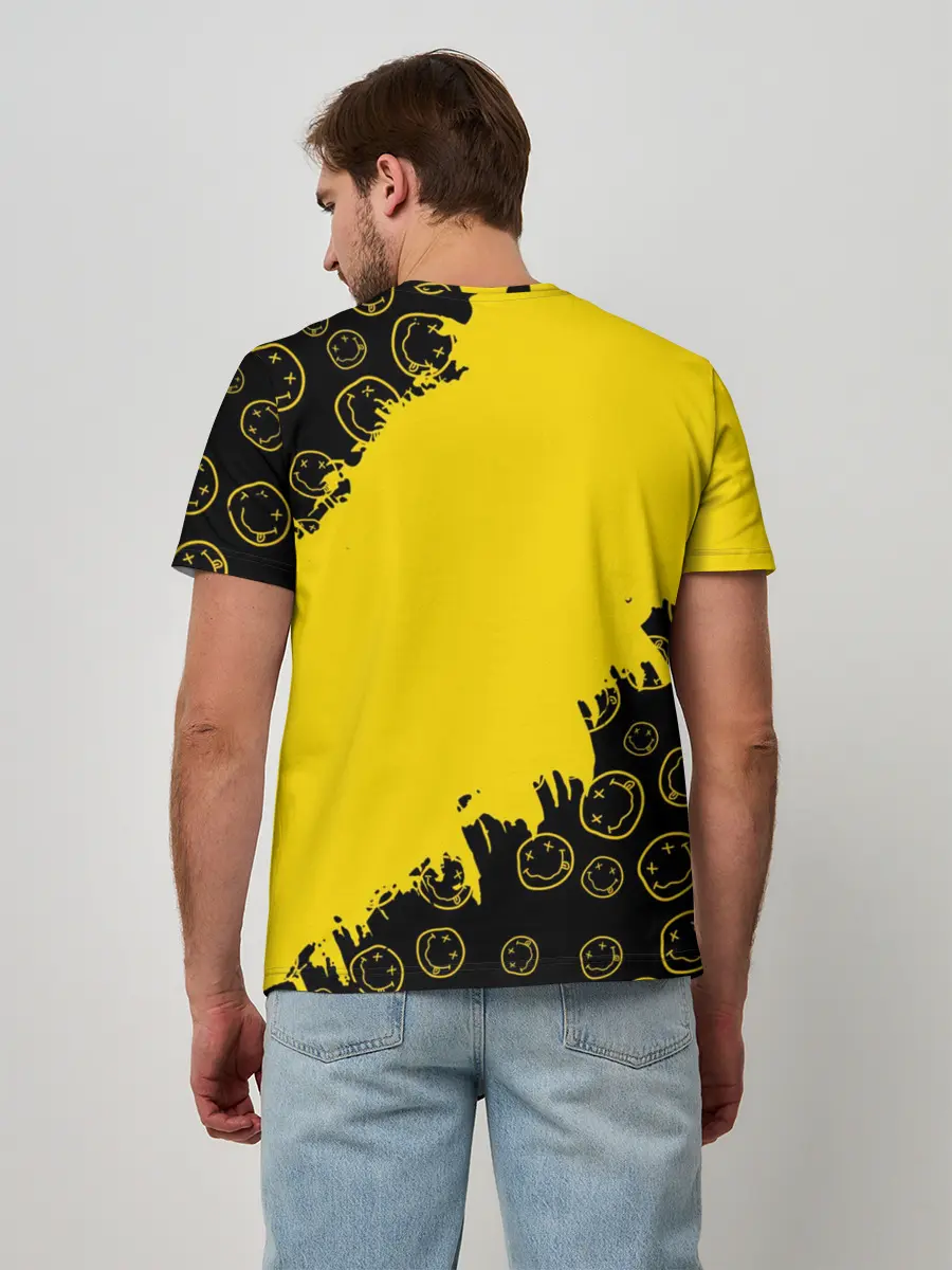 Мужская базовая футболка / Nirvana Smile | Нирвана Рваный Паттерн