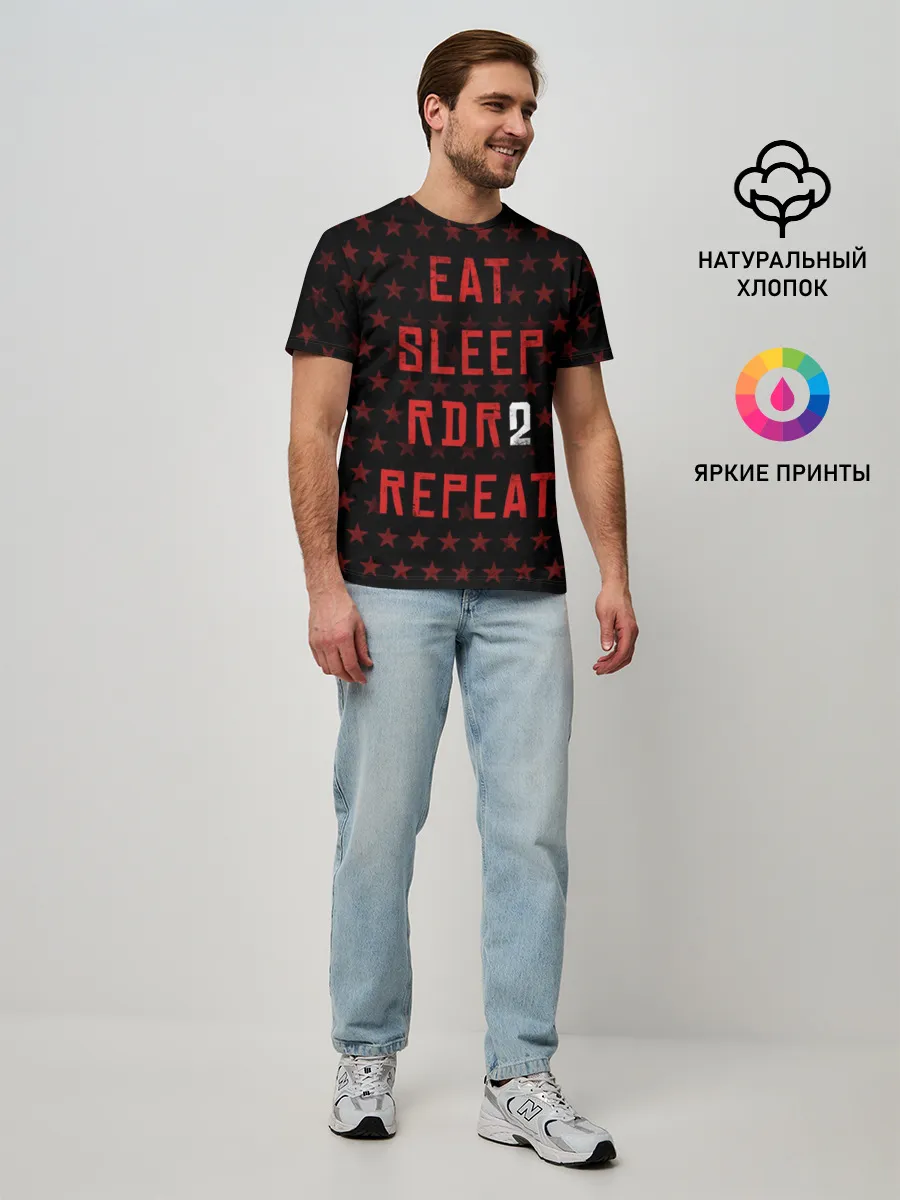 Мужская базовая футболка / Eat Sleep RDR2 Repeat