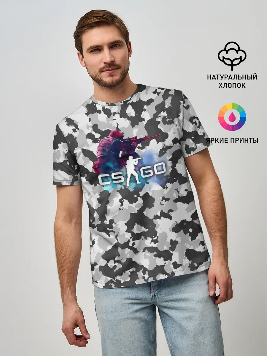 Мужская базовая футболка / Хэдшoт-CS:GO