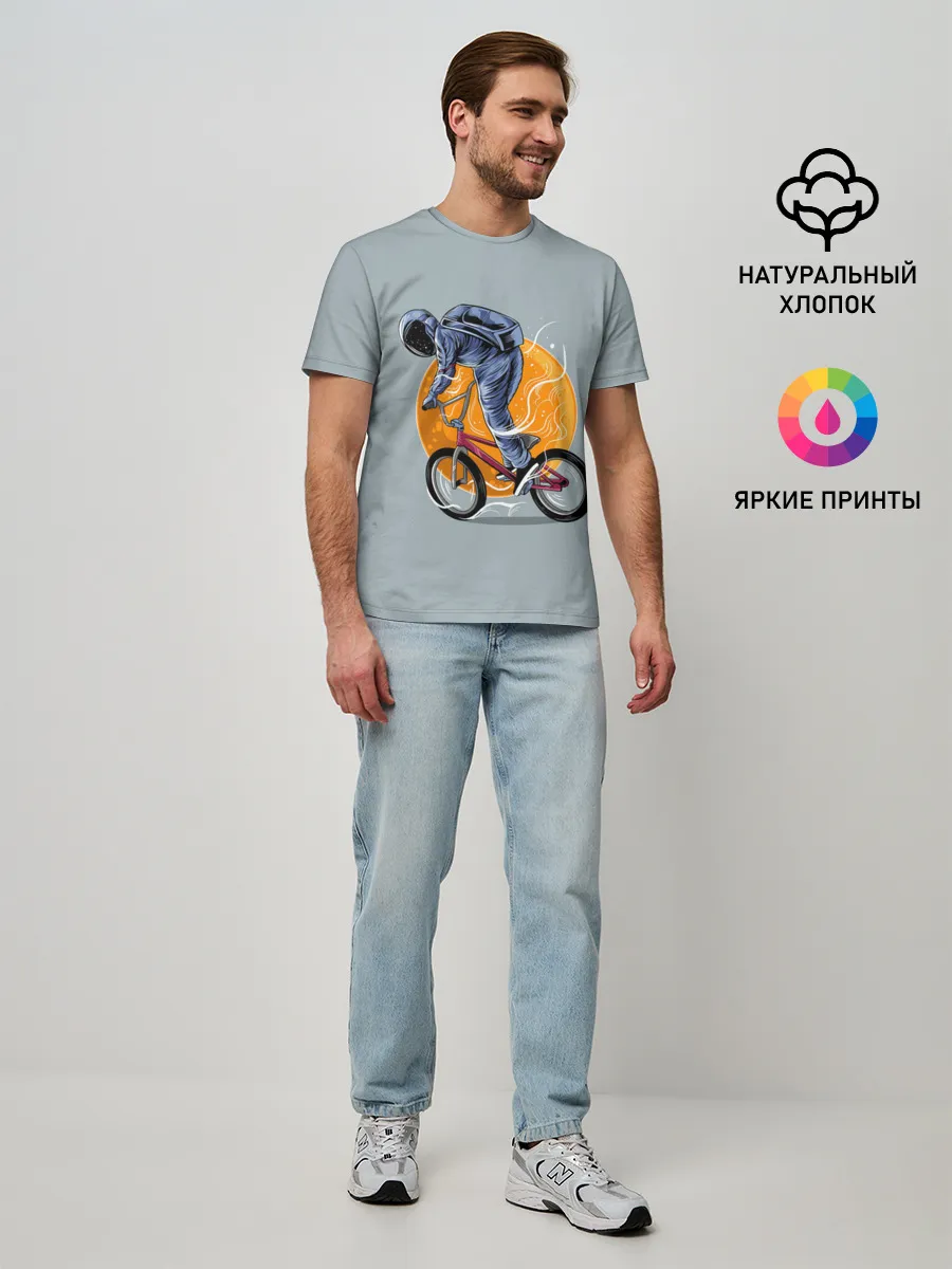Мужская базовая футболка / Космический велосипедист
