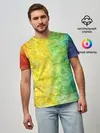 Мужская базовая футболка / разноцветный акварель градиент
