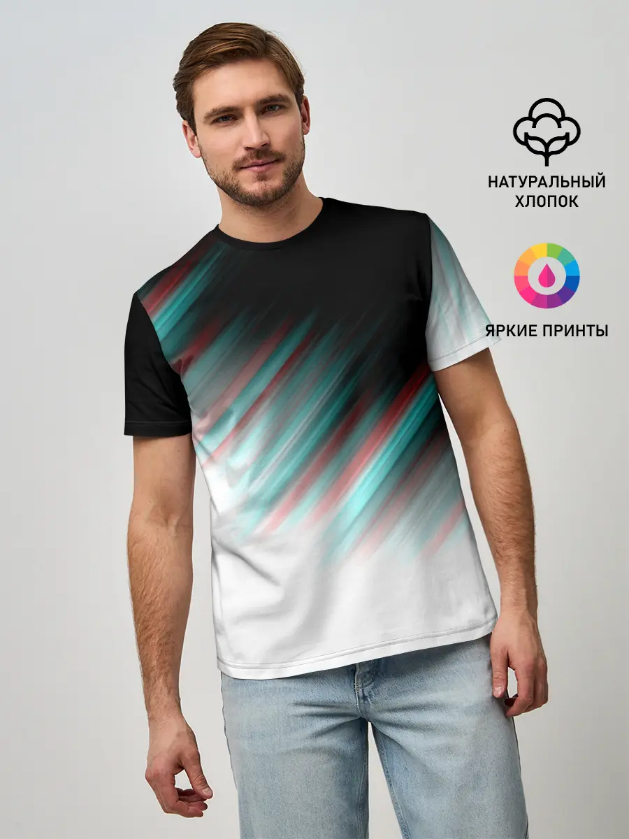 Мужская базовая футболка / GLITCH STRIPES