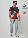 Мужская базовая футболка / 3D BLACK AND RED METAL