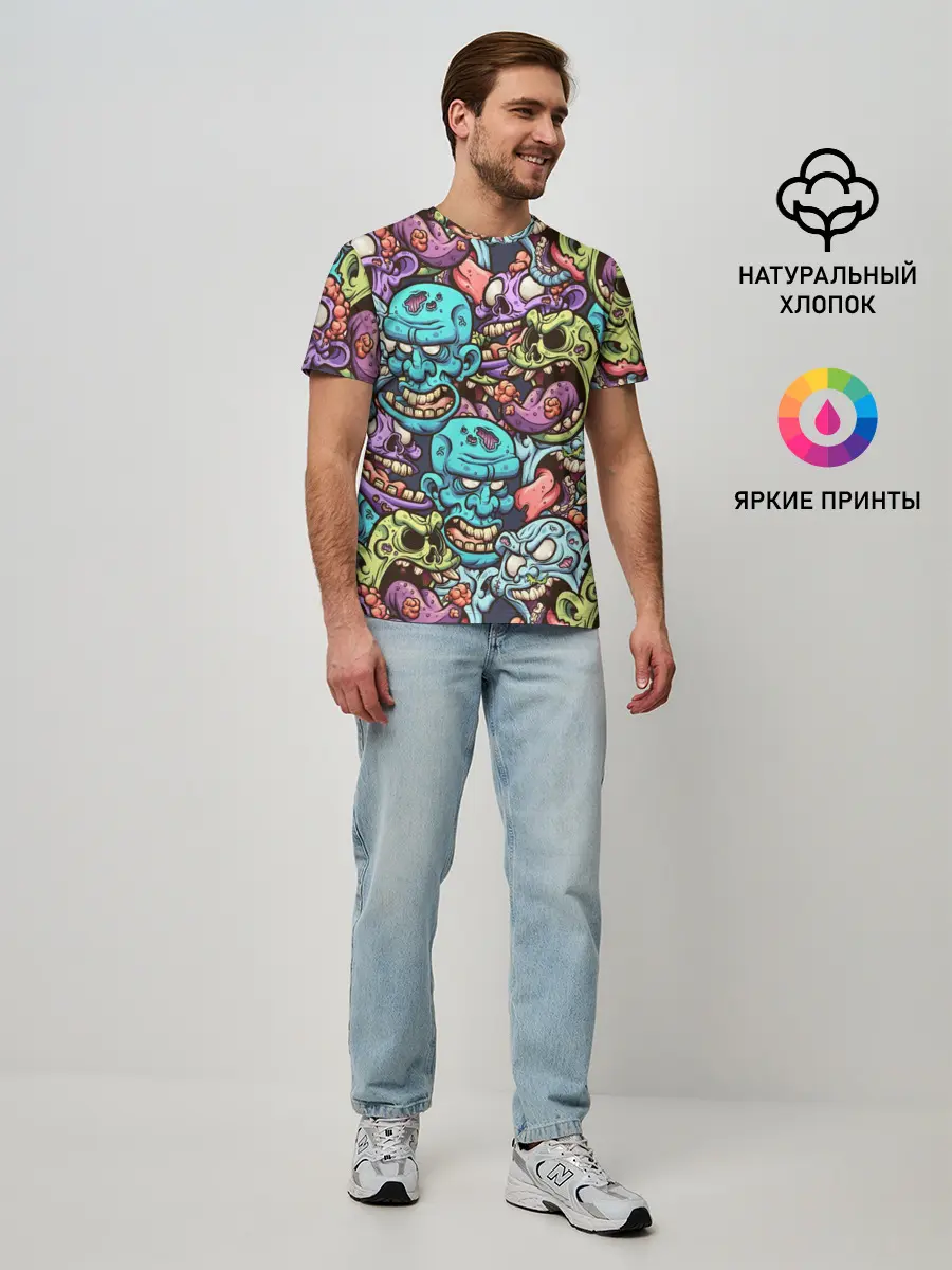 Мужская базовая футболка / Зомби Паттерн