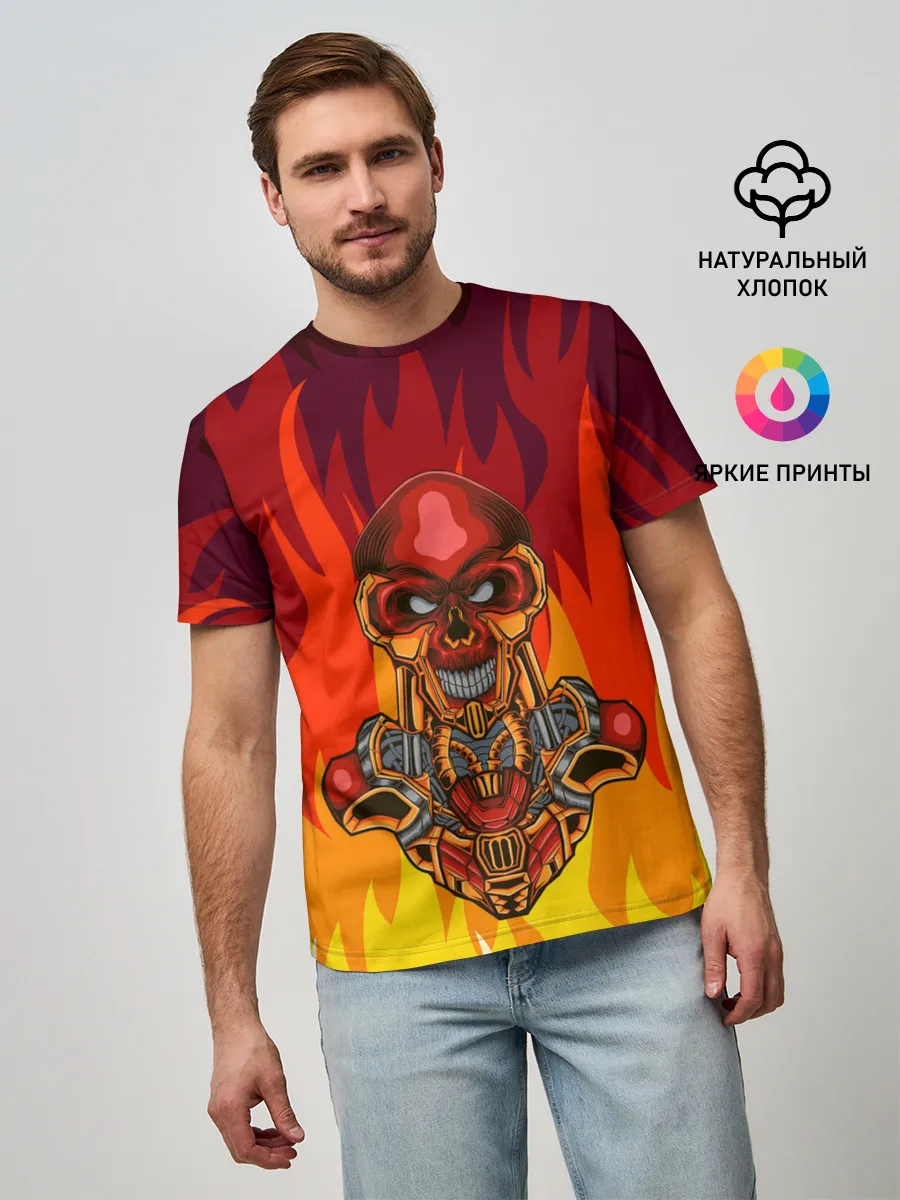 Мужская базовая футболка / Меха скелет | Steampunk Fire