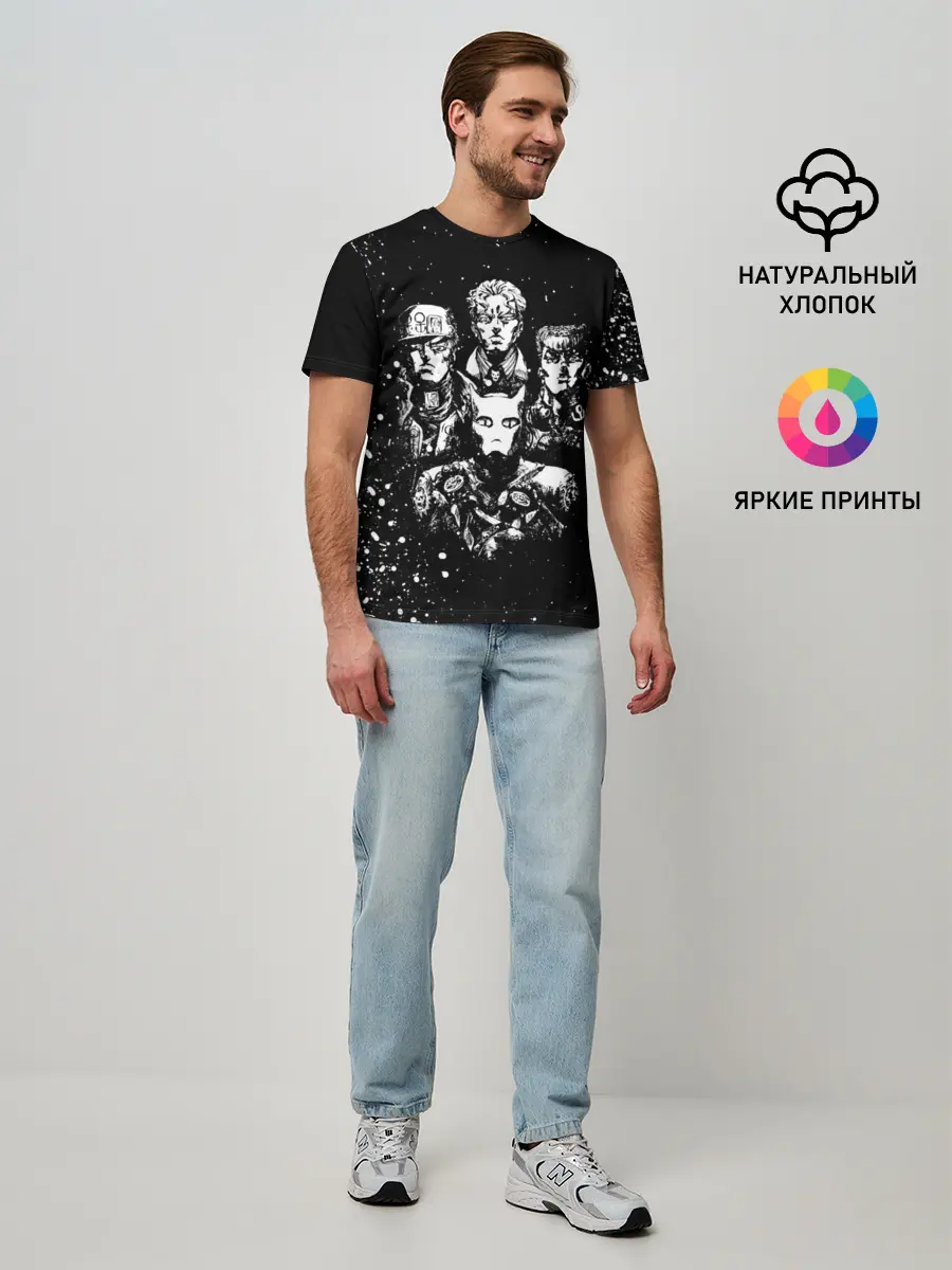 Мужская базовая футболка / Джоджо чернобелые герои