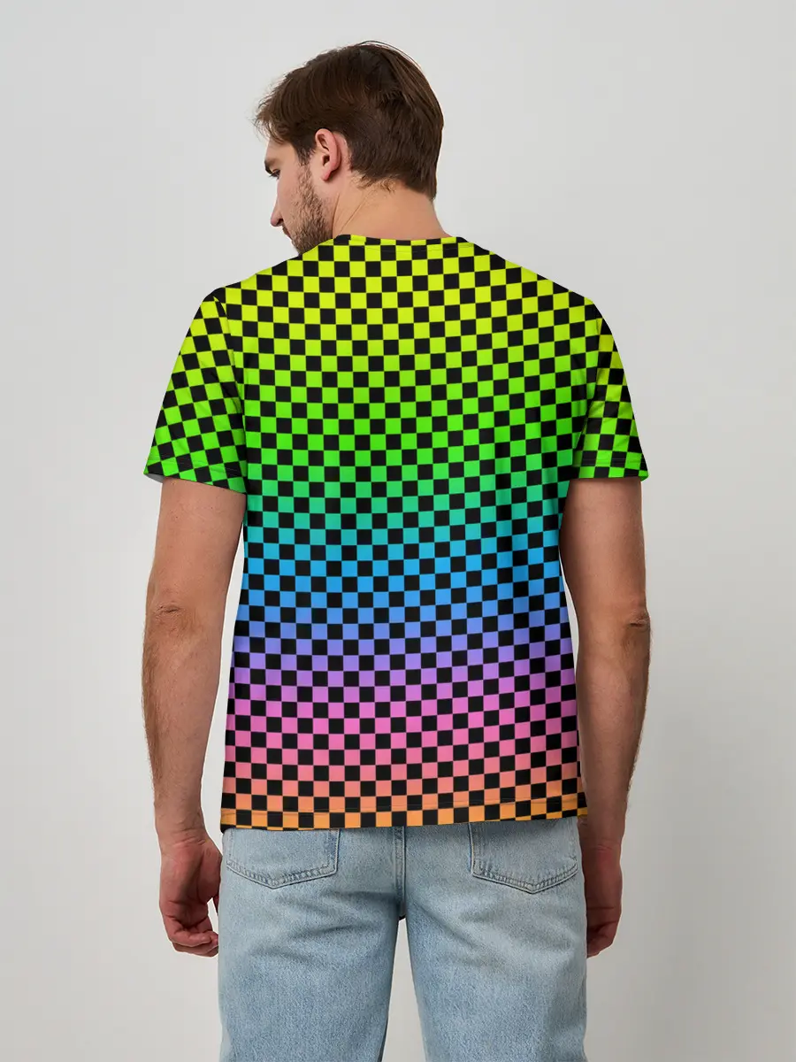 Мужская базовая футболка / РАДУЖНАЯ ШАХМАТКА