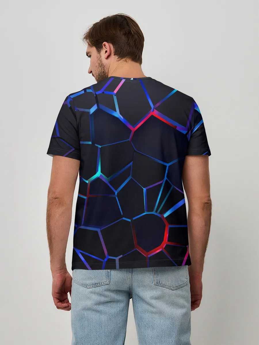 Мужская базовая футболка / Неоновые 3D плиты | Неоновые плиты