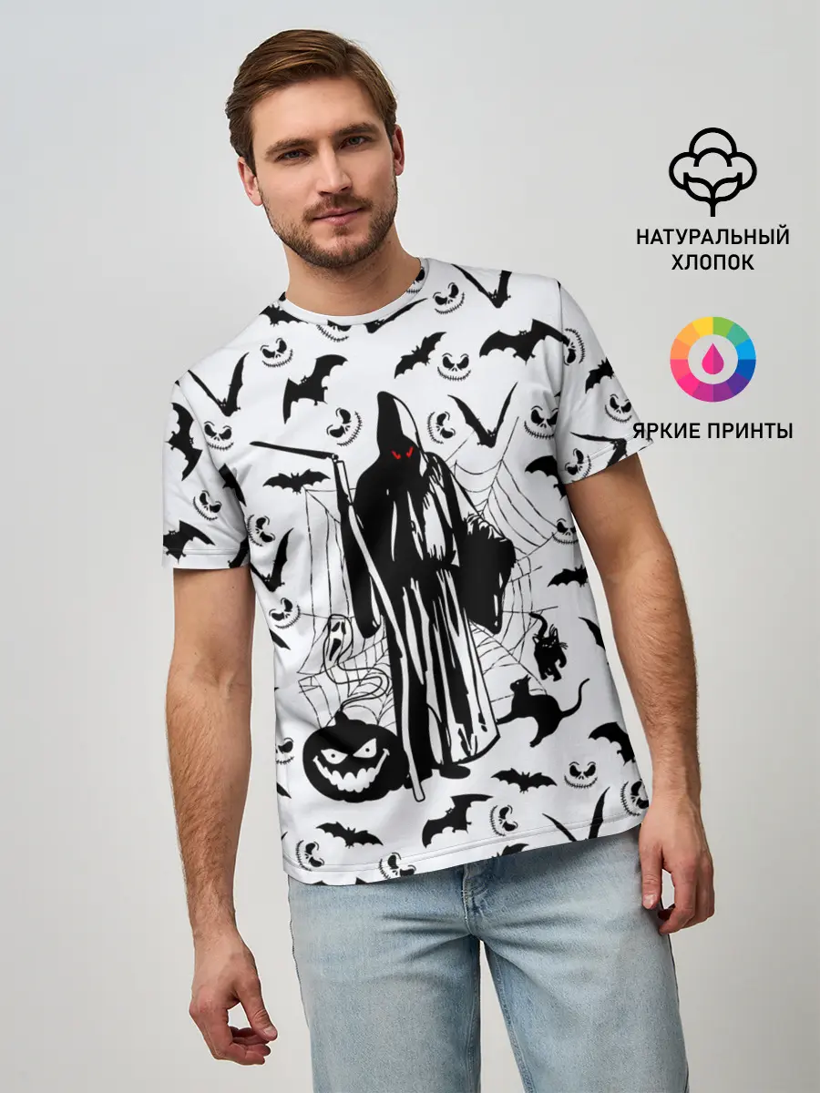 Мужская базовая футболка / Хэллоуин, Grim Reaper