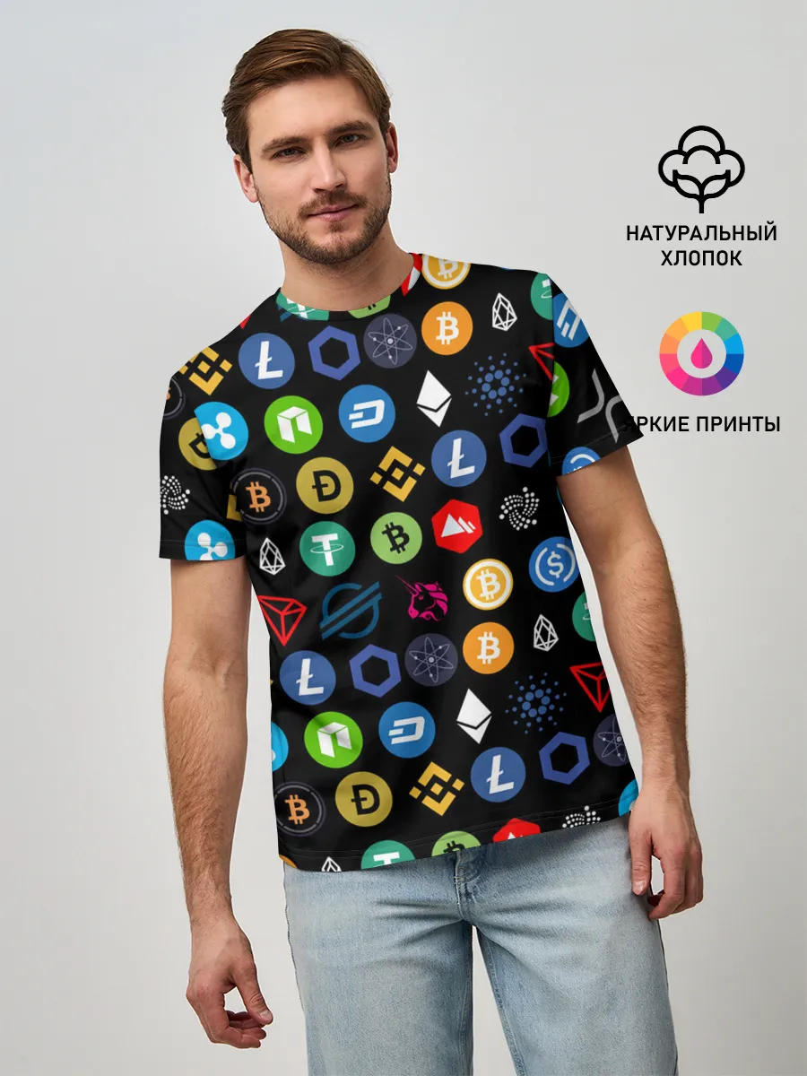 Мужская базовая футболка / ЛОГОТИПЫ КРИПТОВАЛЮТ | CRYPTOCURRENCIES