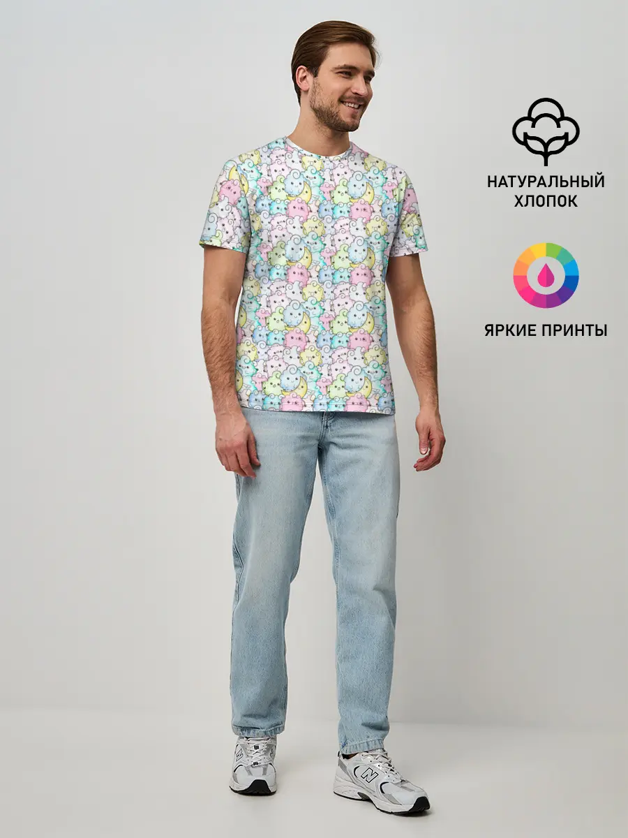 Мужская базовая футболка / Kawaii night