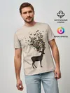 Мужская базовая футболка / Олени с рогами из бабочек