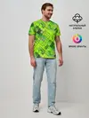 Мужская базовая футболка / Ярко-зеленый абстрактный узор