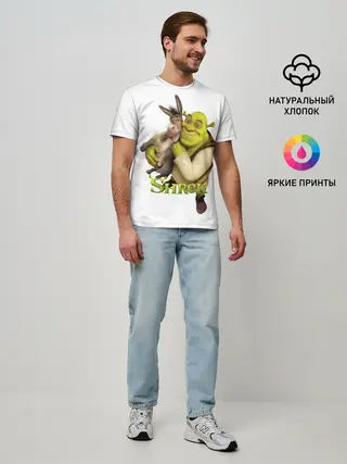 Мужская базовая футболка / Шрек и Осел Мультфильм