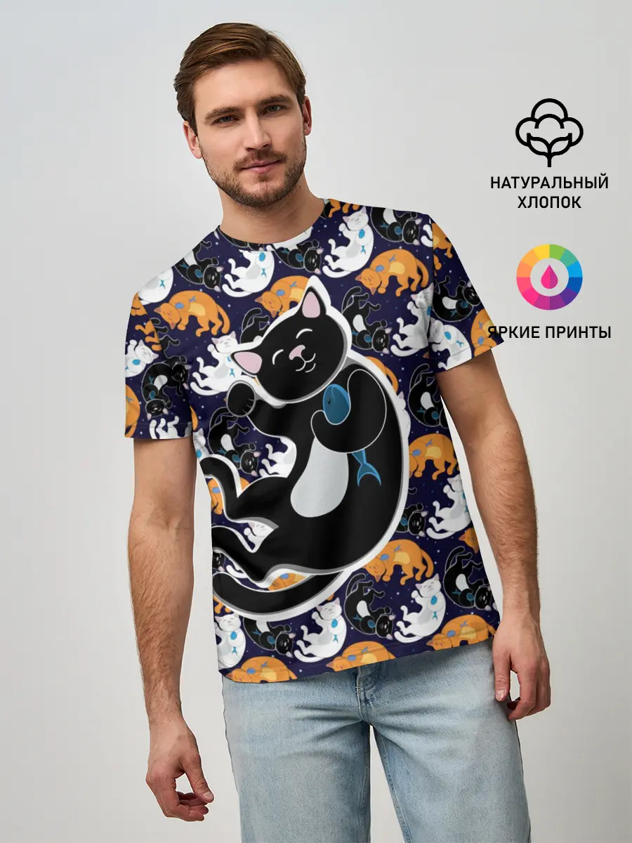 Мужская базовая футболка / Японские котики