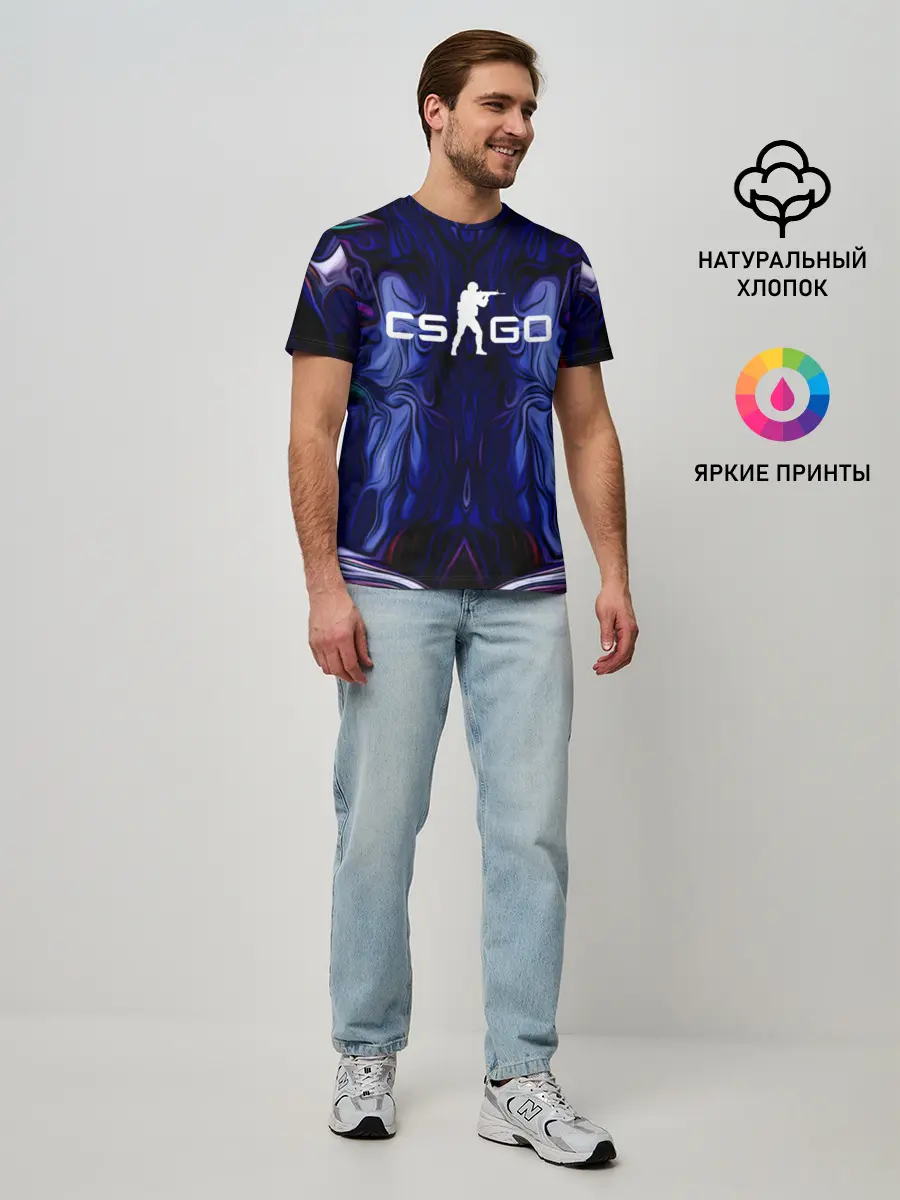 Мужская базовая футболка / CS GO WAVES SKIN