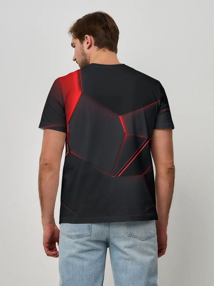 Мужская базовая футболка / Красные плиты 3D