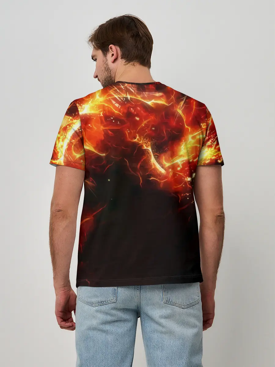 Мужская базовая футболка / Данте в огне