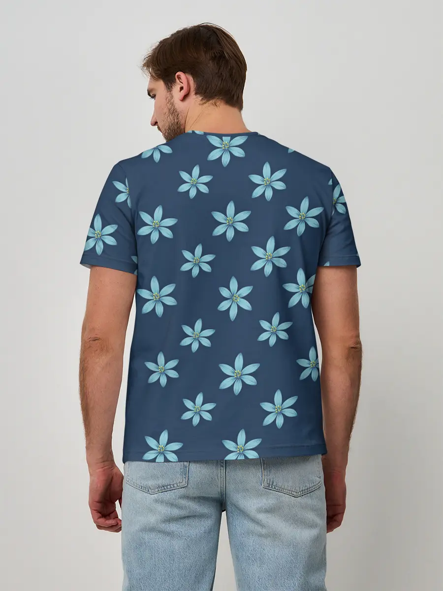 Мужская базовая футболка / Цветы | Голубые