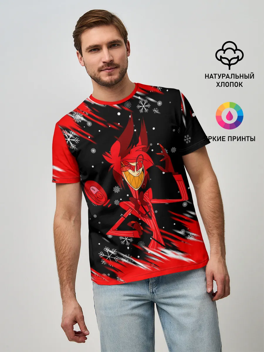 Мужская базовая футболка / HAZBIN HOTEL НОВОГОДНИЙ.