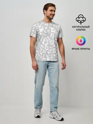 Мужская базовая футболка / Белые цветы